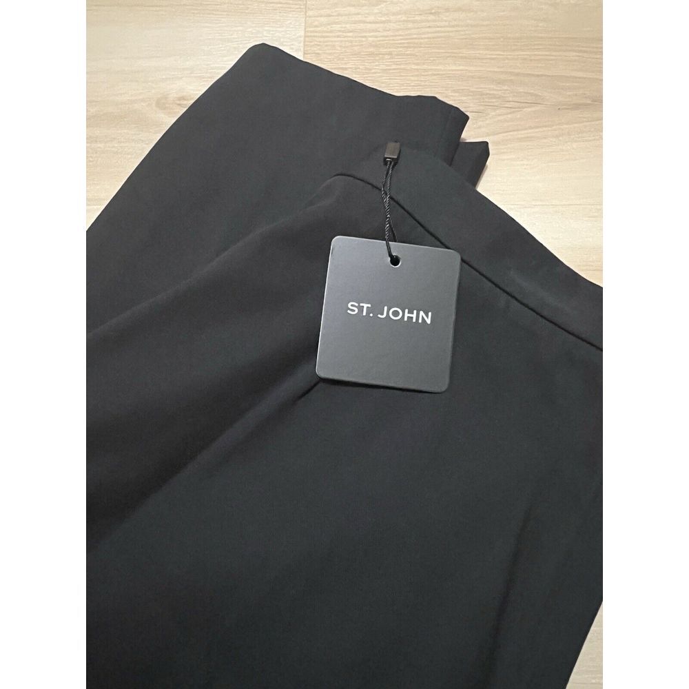 NWT $450 St. John Collection Ankle Zip Stretch‎ Gabardine Pants 8 Black New